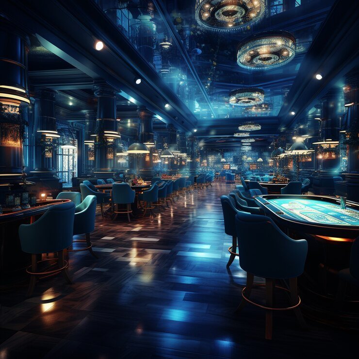 Lingkungan permainan live casino dengan dealer profesional sedang melakukan deal kartu